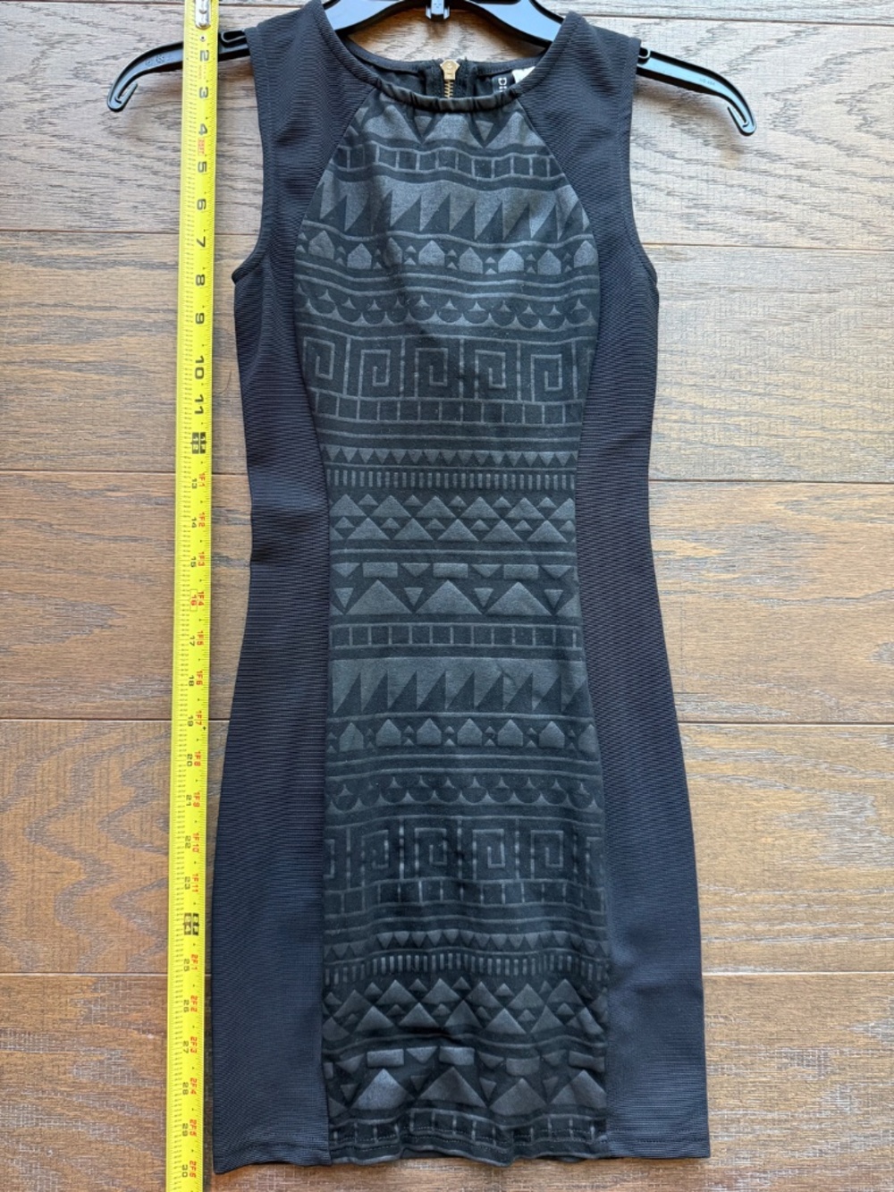 Divided by H&M Black Bodycon Mini Dress | Geometric Textured Print | Size 2